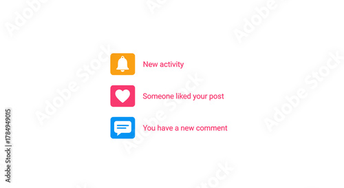 Flat Design Detailed Social Media Notification Alert Element User Interface