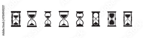 Minimal Sand Timer Vector Set, Flat Monochrome Time Symbol Collection, vector illustration eps 10.