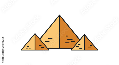Outline Graphic Pyramids of Egypt Icon with Simple Minimalist Design