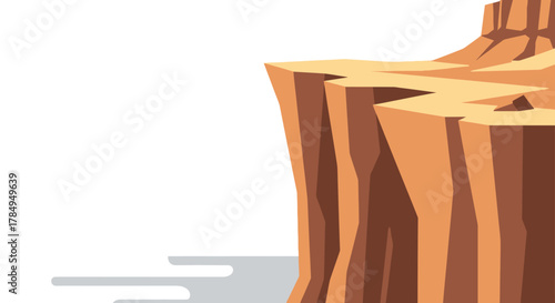 Minimalist Flat Cliff Edge Scenery Landscape with Sandstone Formation Illustration