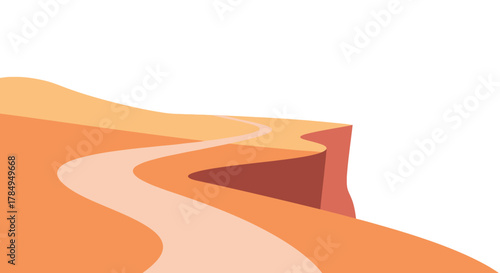 Minimalist Desert Landscape with Winding Road and Clean Aesthetic Illustration