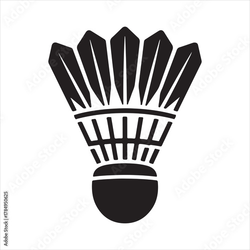 Classic Feather Shuttle Icon – Vector Graphic of Badminton Ball for Athletic and Fitness Themes