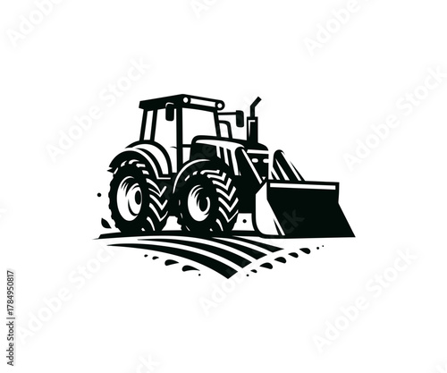Tractor on a field vector