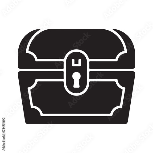 Old-Style Locked Chest Symbol – Classic Vintage Trunk Icon for Security and Wealth Concepts
