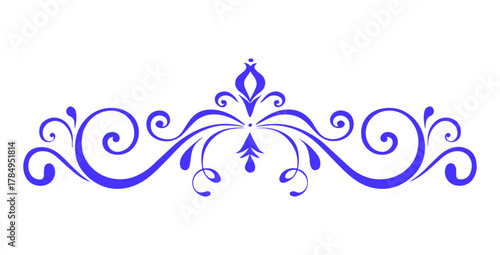 Blue Flourish Swirl Ornament with Transparent Background decorative