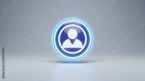 Abstract animation showing a user avatar emerging in a glowing circle for tech interface
