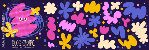 Set of abstract cloud blobs and organic shapes for doodle backgrounds.