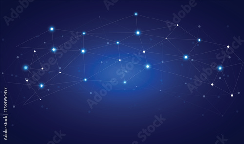 Tech network connection dots. Digital technology and big data analysis background. Big data analysis background.