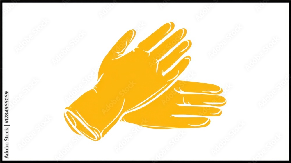 Fototapeta premium Bright Yellow Rubber Gloves for Household and Cleaning Tasks