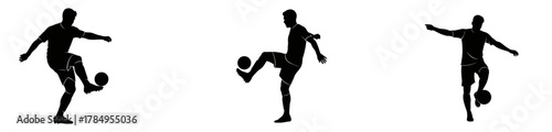 Dynamic soccer player silhouettes showcasing skill and athleticism, perfect for sports-themed designs or motivational campaigns about teamwork and achievement