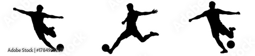 Dynamic soccer silhouettes showcase athletic prowess and sporting action, perfect for impactful sports designs and promotional materials for football teams