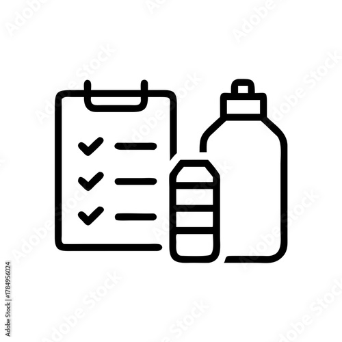 Nutrition plan with checklist, protein powder, and snack