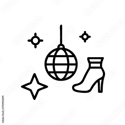 Disco ball and high heel boot for party