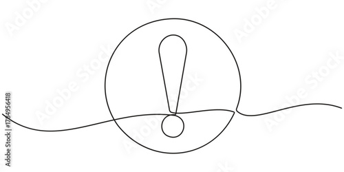 Dangerous sign continuous one line drawing vector. One line dangerous sign vector, Stop alert attention continuous one line illustration. One line art danger sign. Vector illustration