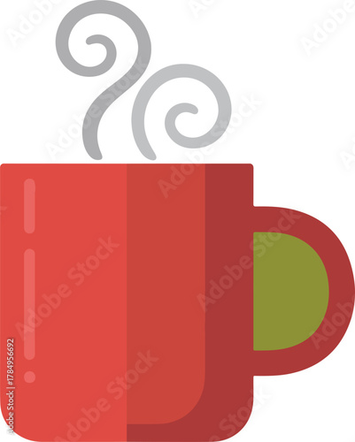 Red hot drink container vector symbol with steam emanating from it representing relaxation and heat