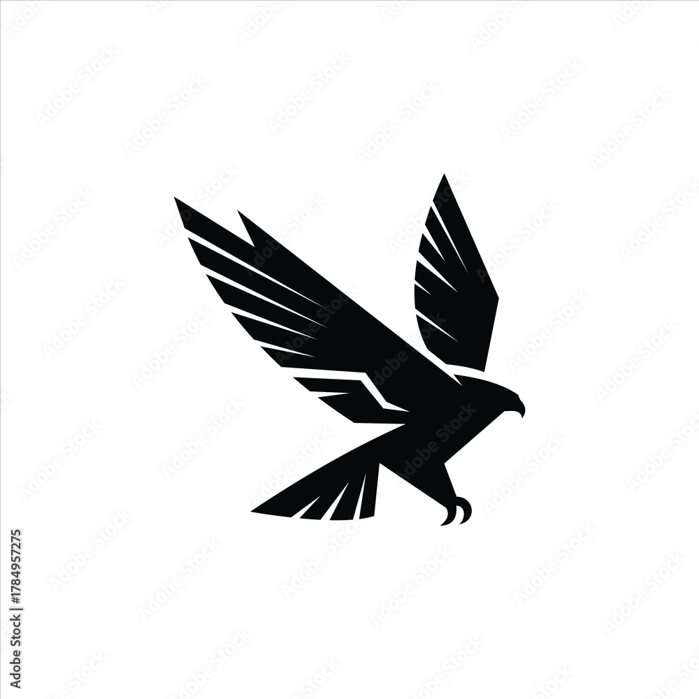 Fototapeta premium Dynamic Black Eagle Logo with Sharp Geometric Wing Design