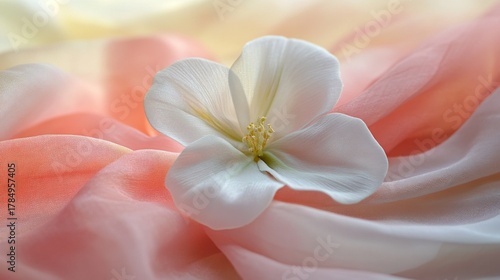 fabric with a white flower