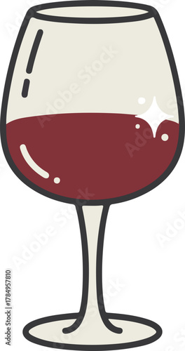 Red wine glass vector illustration lying on its side with beverage inside for celebration and relaxation