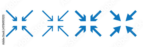 maximize and minimize line Arrows icon set , vector resizing, expanding arrow line icons in thin line style