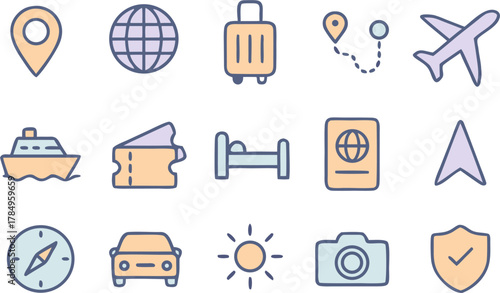 Plan your next adventure with these modern travel icons for vacation planning and wanderlust inspiration for the perfect getaway