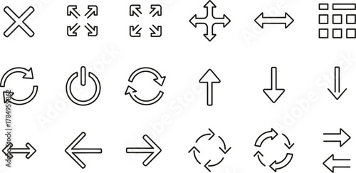 Collection of line icons for user interface design and website elements