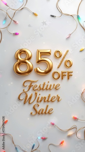 Christmas shopping discount banner 85% off winter sale for business environments and festive celebrations