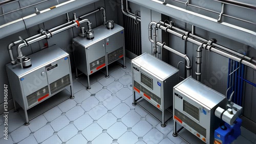 A High-Tech Industrial Laboratory Featuring Advanced Equipment and Piping Systems for Efficient Processing and Research in a Modern Facility
