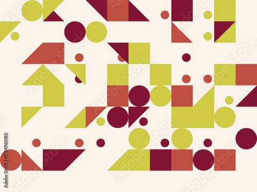 Geometric Shapes Composition Featuring Circles Squares and Triangles in Earthy Tones Abstract Background Design for Creative Projects