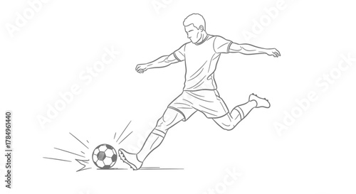 Dynamic soccer player in mid-kick showcasing strength and athletic prowess in vector style