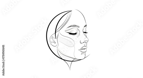 Contour drawing of a serene woman's face in profile, emphasizing simplicity and minimalistic
