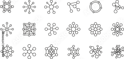 Geometric network connections and abstract nodes represented as black outlines