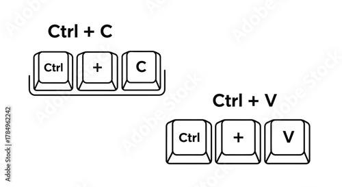 Ctrl C and Ctrl V Keyboard Shortcut Icons