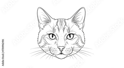 Intricate feline drawing displaying remarkable detail in its linear illustration style