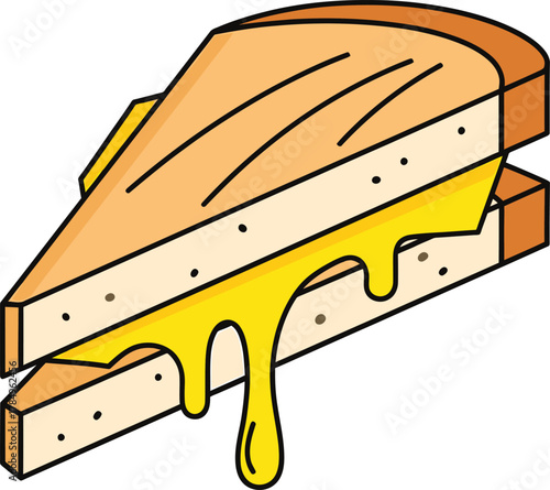 Melted Cheese Sandwich Triangle Slice Dripping Yellow Cheese food