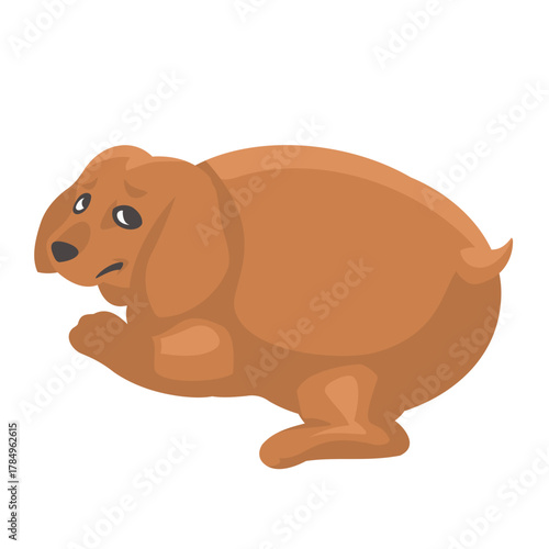 Illustration of Sad chubby dachshund Brown Dog