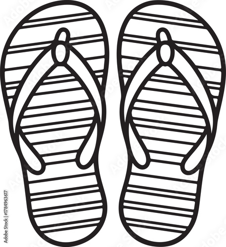 flip flops Line Art Drawing Vector Illustration for Coloring Book Page