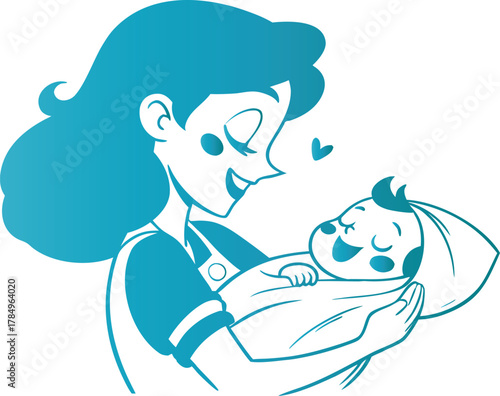 Mother holding a baby with love and joy on a white background vector illustration