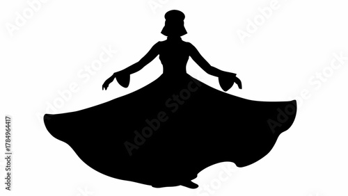 Elegant silhouette of a woman in a vintage gown, perfect for historical themes and fashion projects