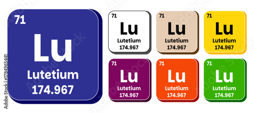 Lu, Lutetium element vector icon set, periodic table element. Vector illustration EPS 10 File. Isolated on white background.