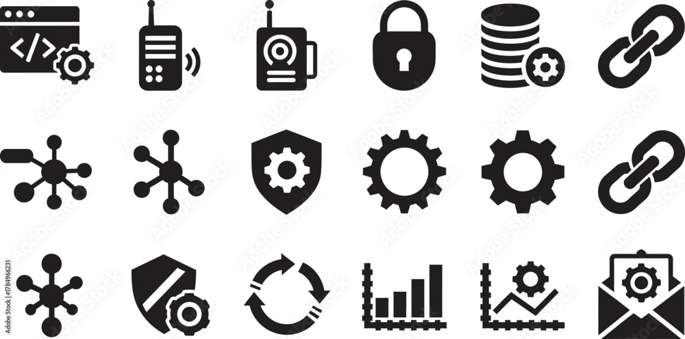 Fototapeta premium Set of technology and data icons for web and app development