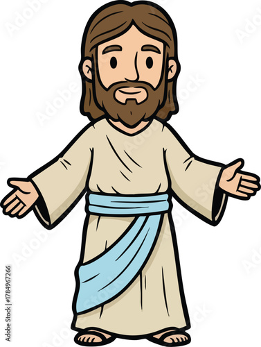 Cartoon design of jesus christ blessing for all,vector illustration, jesus stretched out his hand