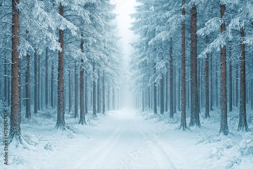 winter forest in the morning