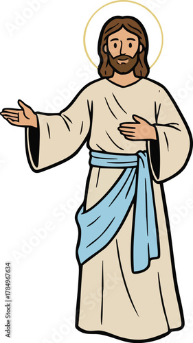 Cartoon design of jesus christ blessing for all,vector illustration, jesus stretched out his hand