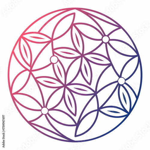 Geometric flower of life pattern with gradient colors