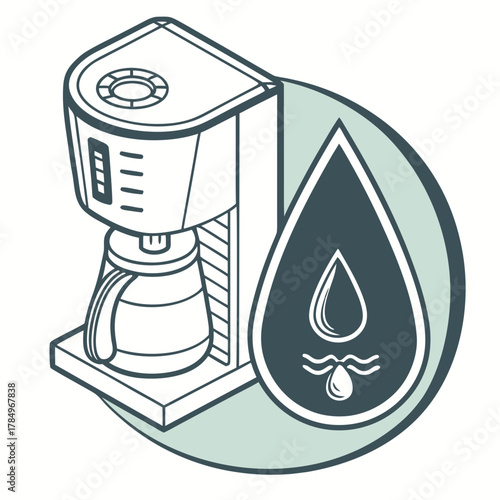 Coffee maker with water drop icon representing brewing or liquid