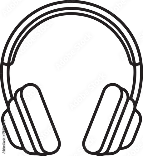 Headphones Line Art Drawing Vector Illustration for Coloring Book page