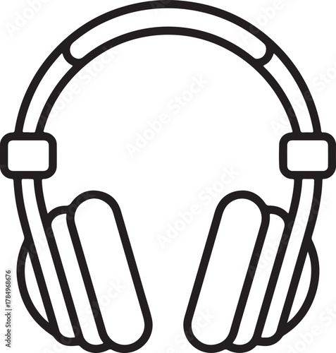 Headphones Line Art Drawing Vector Illustration for Coloring Book page