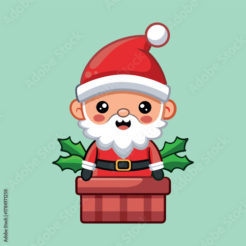 Santa Claus coming out of the chimney of the house