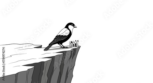 Bird's-eye view concept illustrating perspective shift on the edge of reality or insight