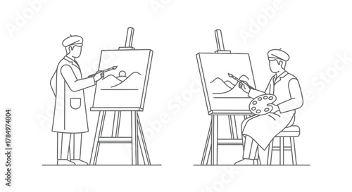 artists painting on easels with focused expressions